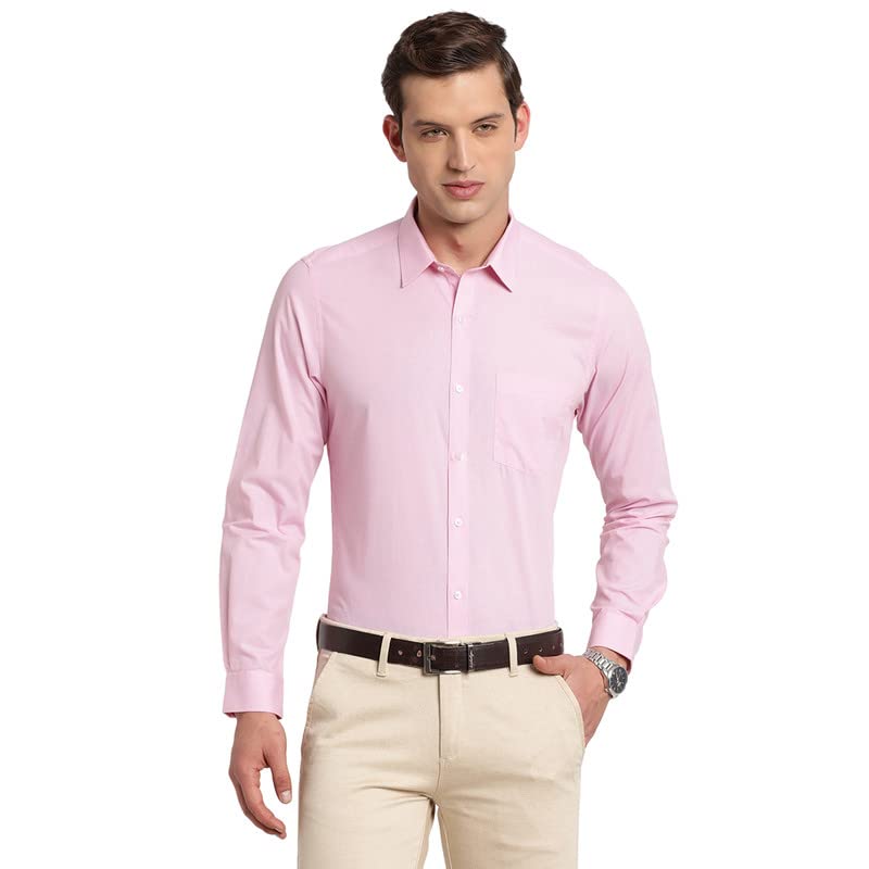 Turtle Men Cotton Slim Fit Formal Shirts Pink