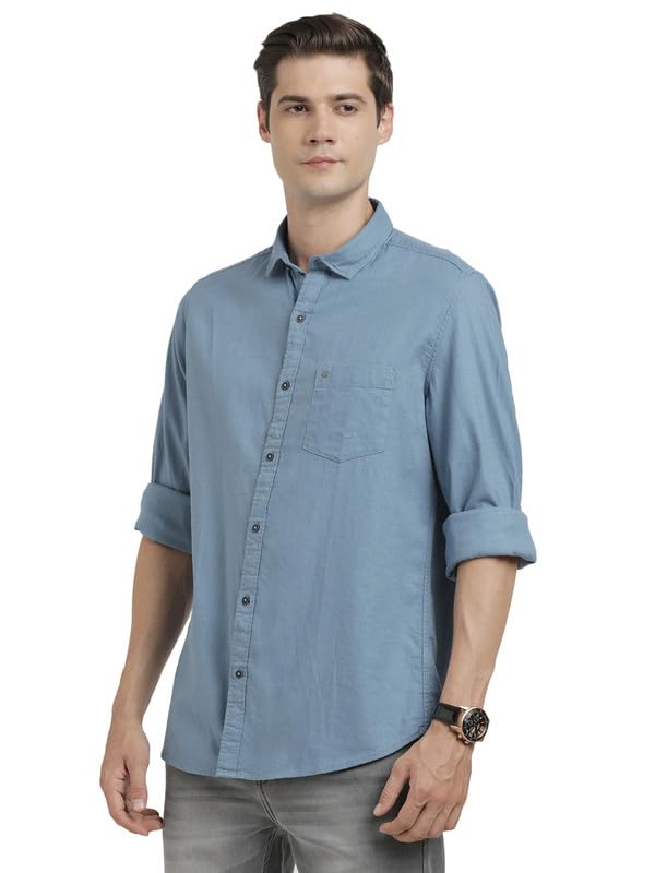 Turtle Men 100% Cotton Stellar Solid Slim Fit Casual Shirt