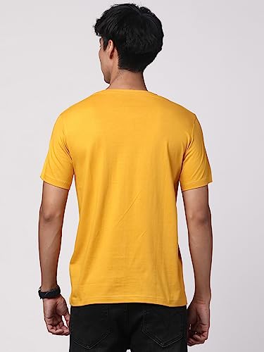 ADRO Believe Design Printed T-Shirt for Men (R22-M-BVV-MU_Mustard)