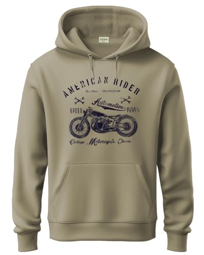 ADRO Mens Cotton Blend Neck Hooded Sweatshirt (H24-AME-BE_Beige