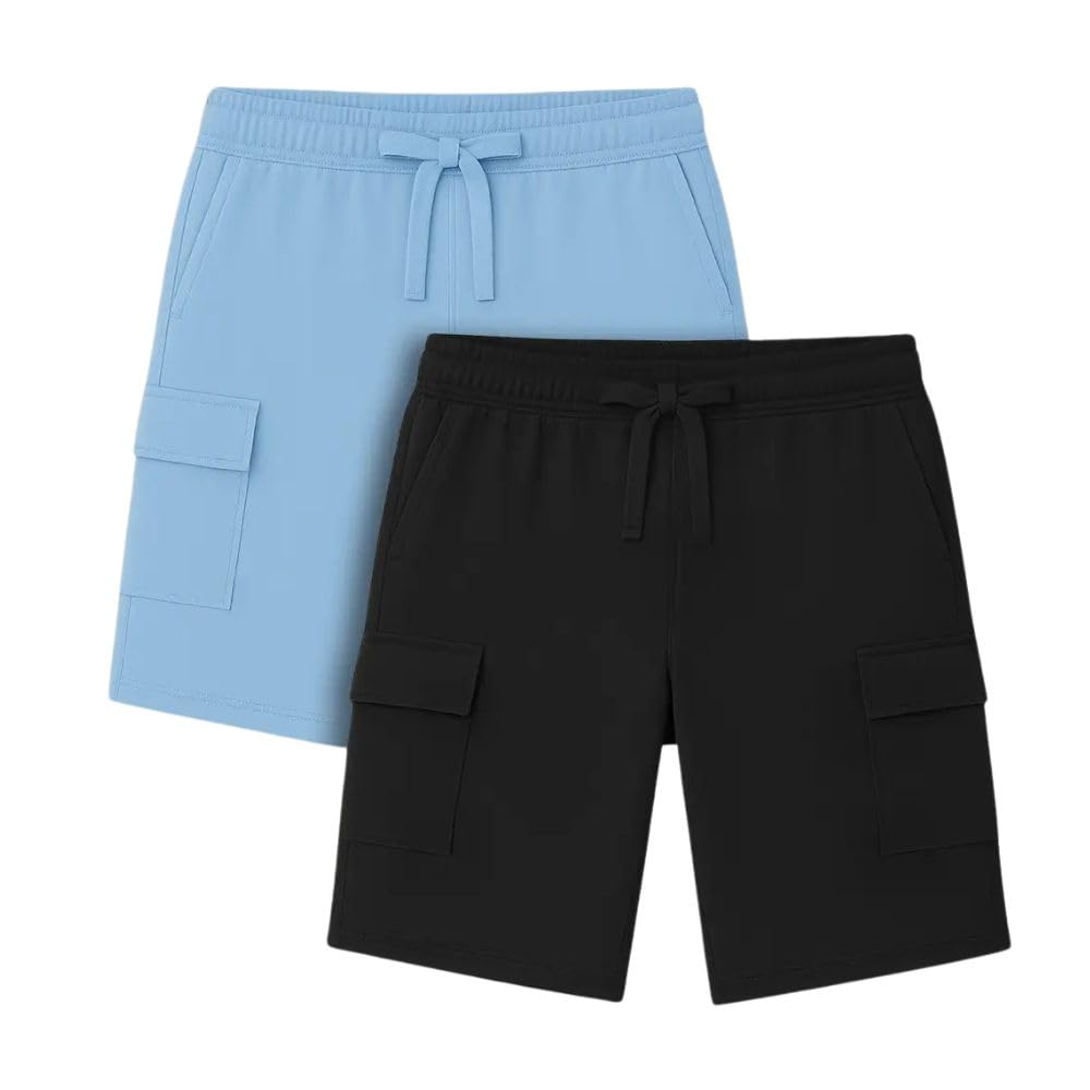Nobero MenS Bermuda Shorts (1M-Bwsh-R0082_Powder Blue/Black