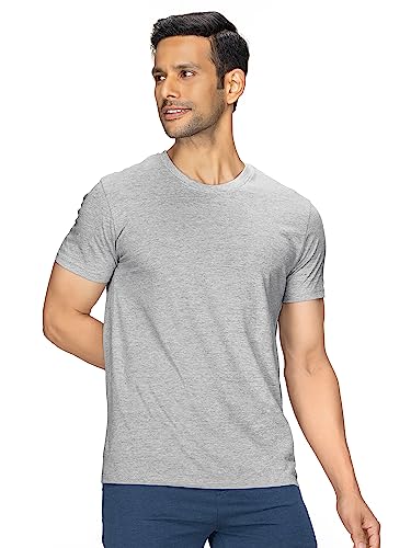 XYXX Mens Cotton Solid Regular Fit T Shirt (Xy_Cr15_Tshirt_1_Heather Grey)