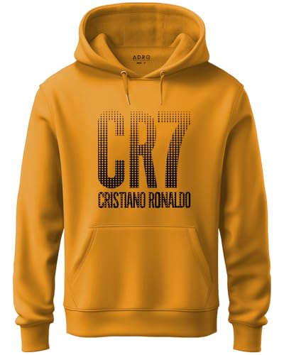 ADRO Mens Cotton Neck Hooded Sweatshirt (H20-M-CR07-MU_Mustard_XL)