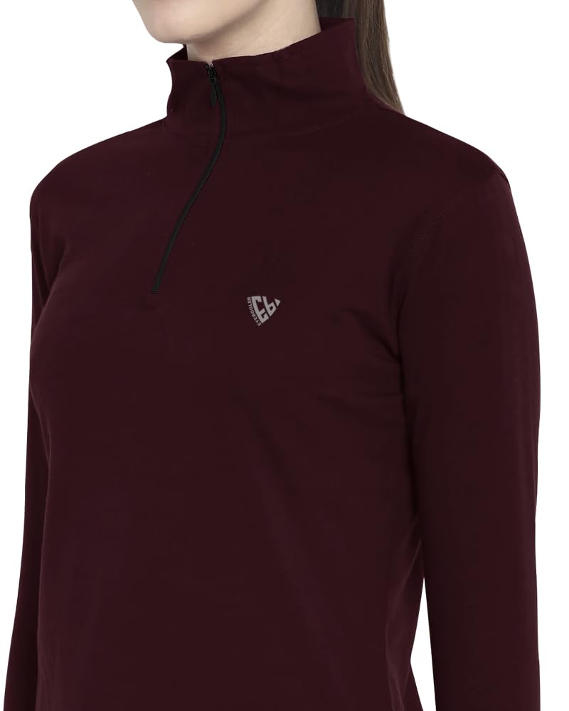 Eyebogler Solid Women High Neck Full Sleeve Regular Fit Top