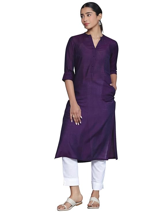 Libas WomenS Silk Woven Design Straight Kurta (268790R Purple