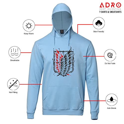 ADRO Men's Cotton Neck Hooded Sweatshirt (H22-2-WINN-SK_SkyBlue)