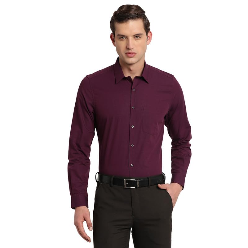 Turtle Men 100% Cotton Purple Solid Regular Fit Formal Shirt