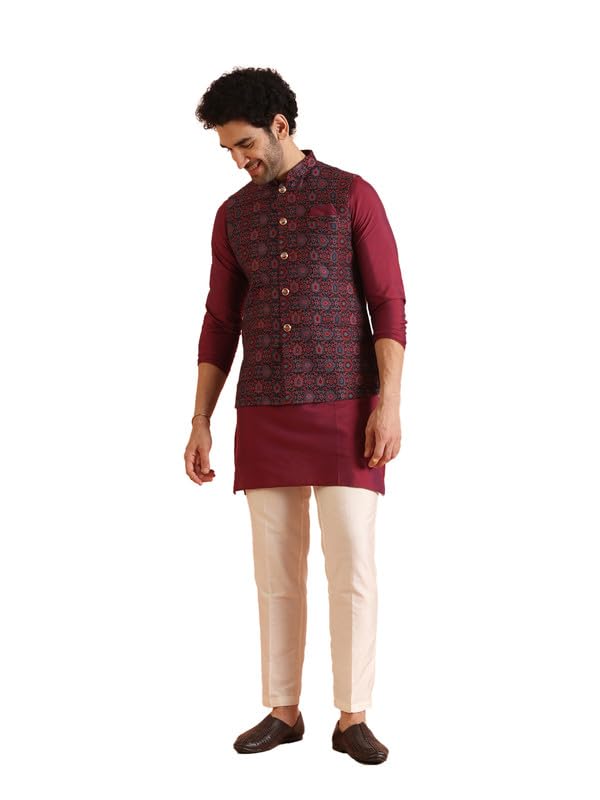 Kisah MenS Jacquard Silk Blend Jacket With Trouser Set Traditional Ethnic Wear For Men For Weddings & Festivals Fashion Appare
