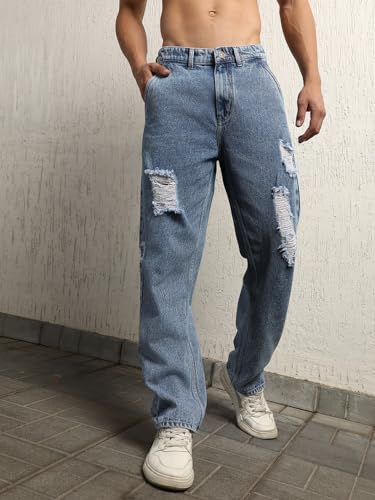 Hubberholme Men Summer Cotton Relaxed Fit Mid-Rise Jeans 4