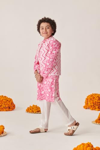Pspeaches Boys Floral Printed Regular Kurta With Pyjamas (7-8Years)