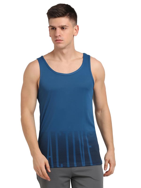Turtle Men Poly Cotton PrintedS Blue Tank Top
