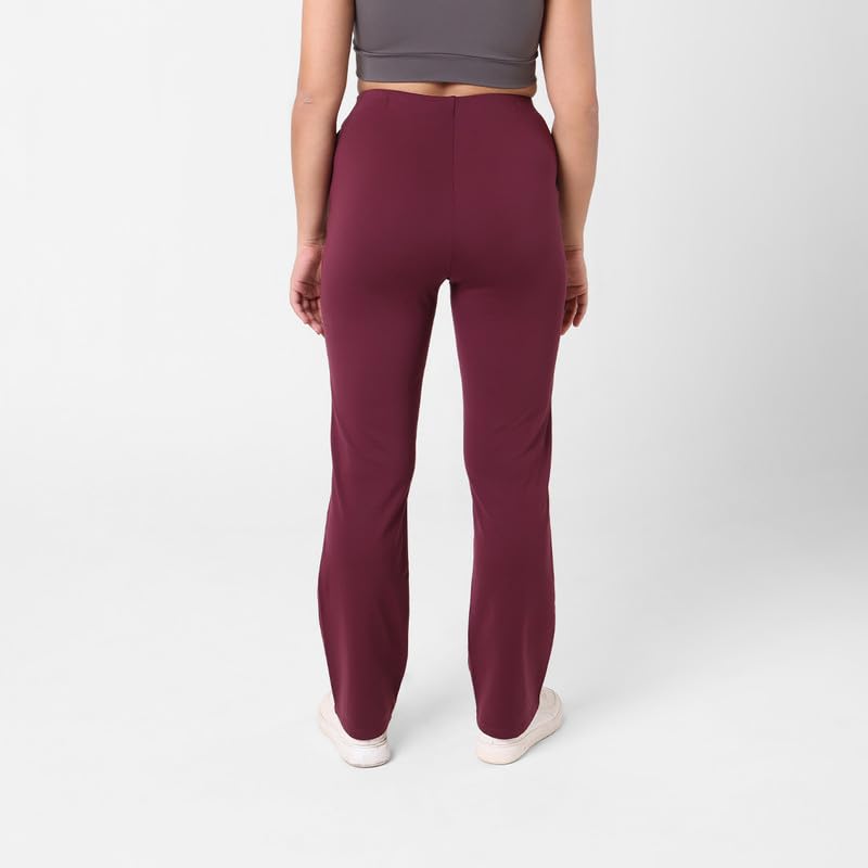BlissClub Women The Ultimate High Rise Straight Pants|Trousers for Women|Straight Fit|Pintuck Design|Polyester,Purple