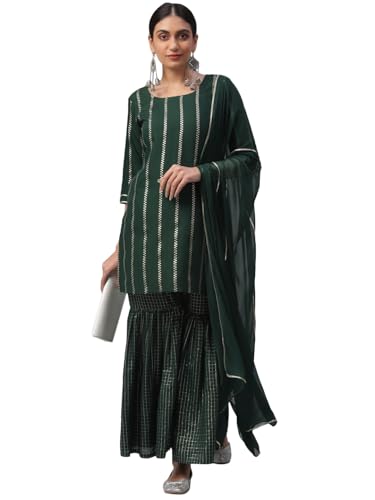 Libas WomenS Polyester Kurta Set (6867_Green