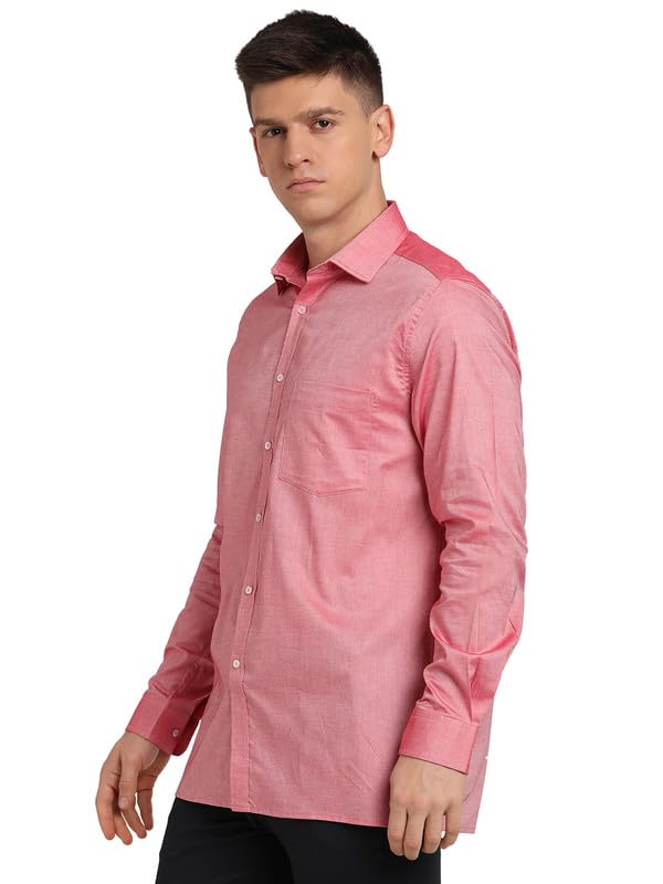 Turtle Men 100% Cotton Coral Solid Regular Fit Formal Shirt