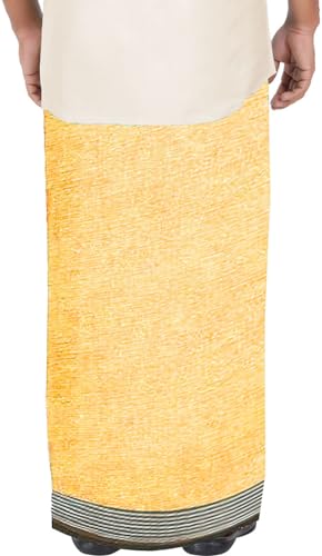 Prakasam Cotton Mens Multi Colour Thalapathi Stripes Border(1.28X2.00Mtrs) Solid Men Dhoti