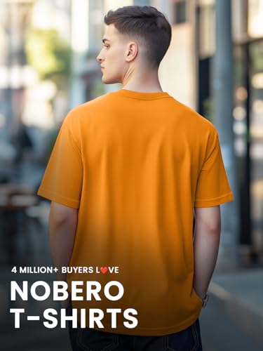 Nobero MenS Regular Fit T-Shirt (1M-Twts-R0007_Apricot Crush