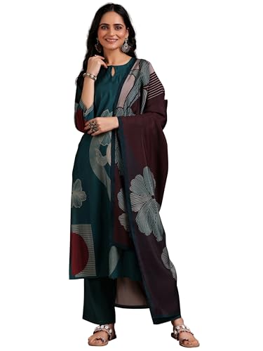 Libas WomenS Silk Blend Kurta Set (36769Or_Teal Blue