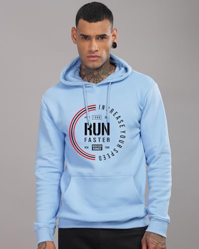 ADRO Men's Printed Hoodie | Cotton | Sky Blue | Size 30 | Model H24-FAST-SK