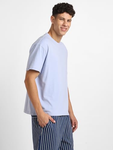 Nobero MenS Solid Oversized Fit T-Shirt (1M-Twts-R0039_Heather