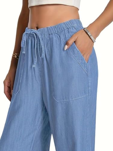 TOPLOT Women's Wide Leg Denim Pants, Light, Size 30, Model 5251