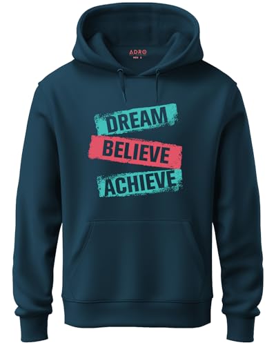 ADRO Mens Cotton Neck Hooded Sweatshirt (H21-M-DBA-SB_Teal_XL)