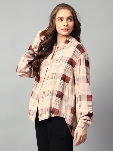 KOTTY Womens Oversized Printed Cotton Blend Stylish Looking Shirts(Multicolor,XL)