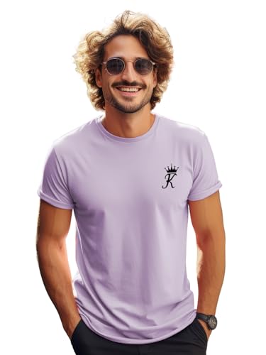 ADRO Men's Solid Regular Fit T-Shirt (RN24-STICK-KK-PU_Purple