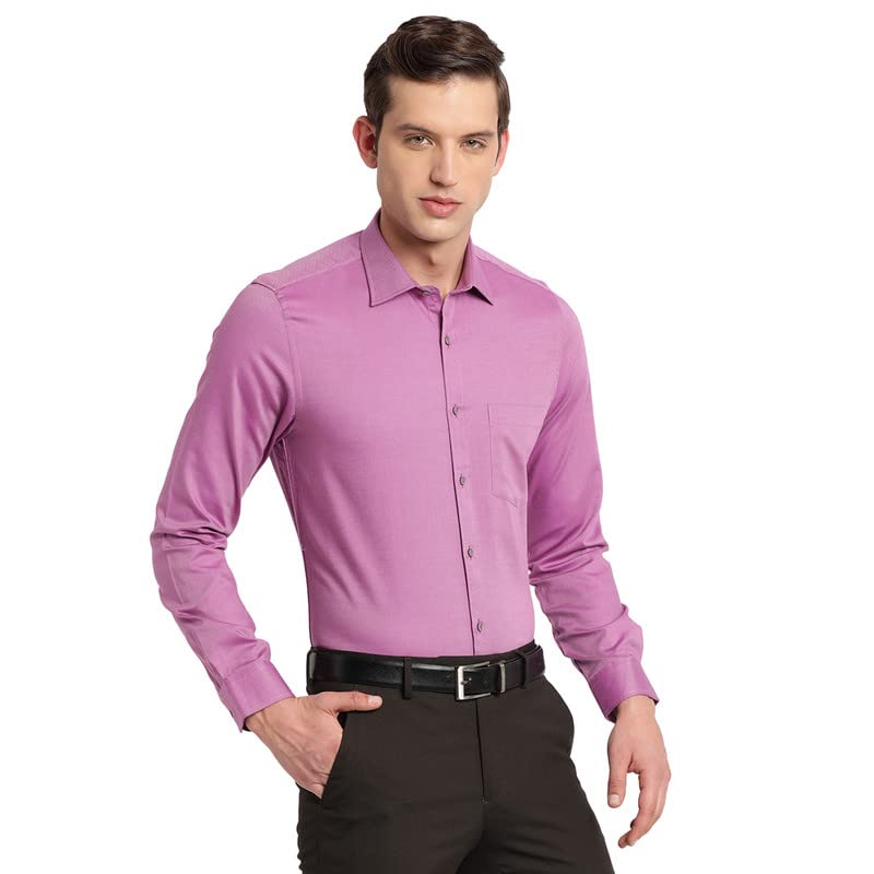 Turtle Men Purple Cotton Solid Slim Fit Formal Shirts