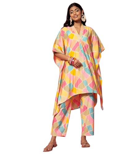 Libas WomenS Multi Printed Silk Blend Co-Ords (Pack Of 2) (35506_Multicolor