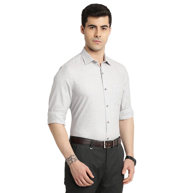 Turtle Men 100% Cotton Grey Solid Slim Fit Formal Shirts