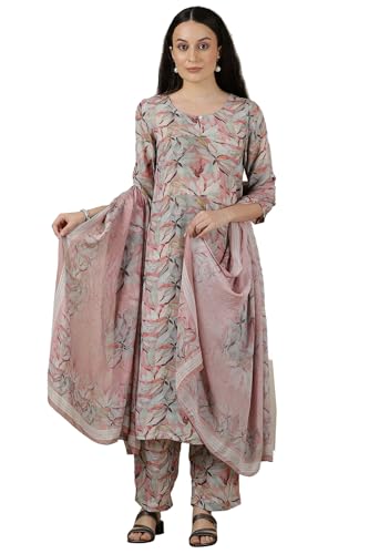 Aurelia WomenS Floral Printed Straight Kurta Set With Palazzos And Dupatta For Women