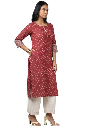 Soch Womens Charcoal Cotton Bandhani Print Kurta with Tassels