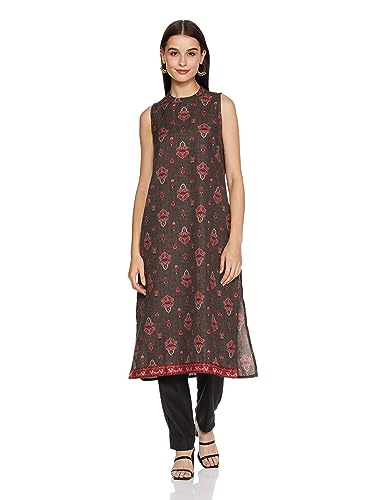 Ketch Women'S Polyester Kurta With Pant (Khk3000801_Black