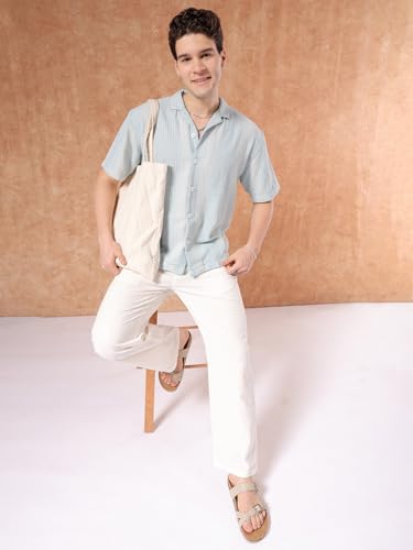 The Indian Garage Co MenS Relaxed Fit Shirt (0923-Shmkrs-05-01_Ice Blue