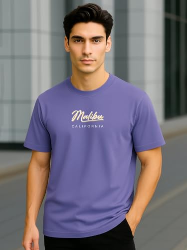 Nobero MenS Typography Regular Fit T-Shirt (1M-Twrt-C0731_Future Dusk_1