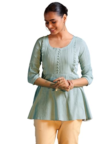 Libas WomenS Silk Blend Solid Regular Kurti (29135 Grey