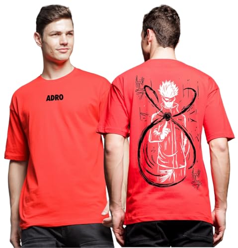 ADRO Oversize T Shirt for Men | Drop Shoulder Cotton T Shirt | Anime Oversize T-Shirt | Luffy T Shirt Gear 5| Trendy Front and B