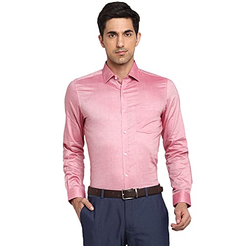 Turtle Men 100% Cotton Pink Solid Slim Fit Formal Shirt