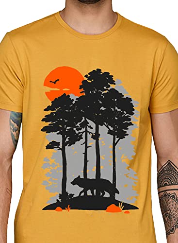 ADRO Mens Sun Printed Cotton T-Shirt (RN22-1-SUN-MU_Mustard)