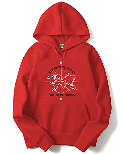 ADRO Mens Cotton Neck Hooded Sweatshirt (H21-M-DIE-RD_Red_XL)
