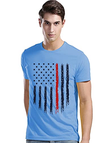 ADRO Mens Regular Fit T-Shirt (RNR-M-USA-SK_SkyBlue_XL)