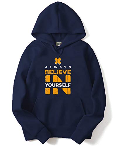 ADRO Mens Cotton Neck Hooded Sweatshirt (H20-M-BEL-NB_Navy_XL)