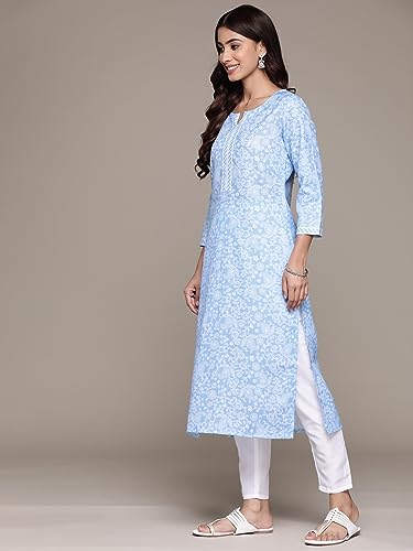 anubhutee Women's Cotton Printed Mustard Straight Kurta