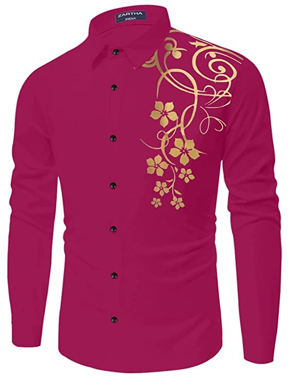 Bellstone Mens Solid Regular Fit Shirt (B-8200_Burgundy