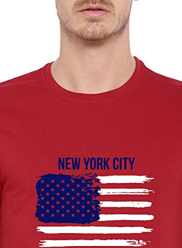 ADRO Men's USA American Flag Printed Cotton T-Shirts (RNR-M-NWW-RD_Red)
