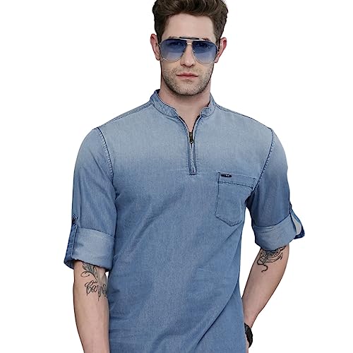 The Indian Garage Co MenS Polycotton Slim Fit Kurta (0321-Dbmsk01L29-03_Blue_2Xl)