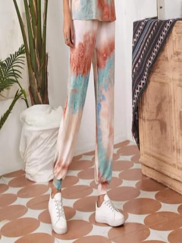 Greciilooks WomenS Tie-Dye Joggers Stretchable Pants | Slim Fit Casual Joggers For Women | Straight Relaxed Fit Trousers | Gym