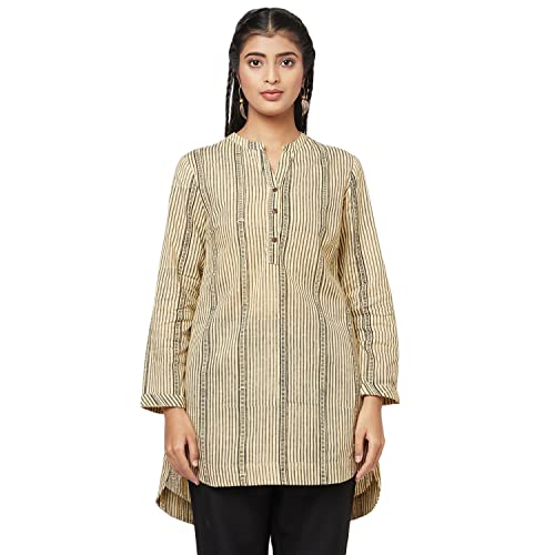 Fabindia WomenS Cotton Printed Regular Tunic_Beige_L