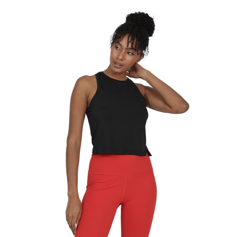 BlissClub Women Aerocool Training Tank | Ventilated mesh Panel | Cropped Length | Side Slits
