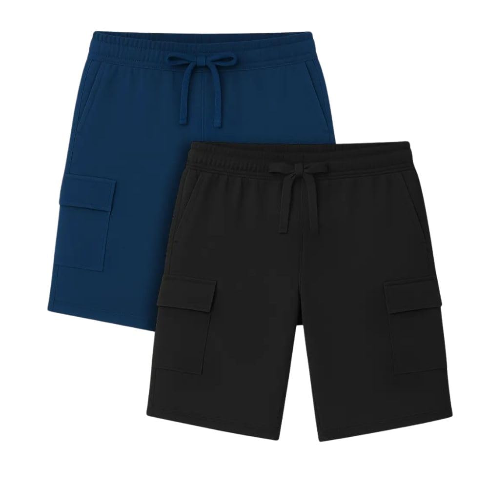 Nobero MenS Bermuda Shorts (1M-Bwsh-R0082_Navy Blue/Black